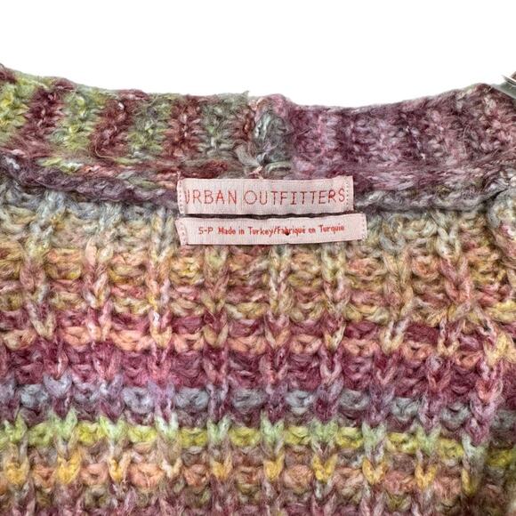 Urban Outfitters Hayley Button Front Cropped Cardigan Small Spacedye Rainbow - Picture 6 of 8